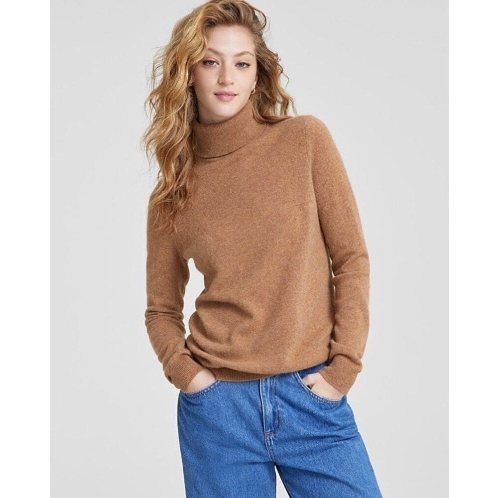 Charter Club Luxury 100% Cashmere Praline Table Turtleneck Sweater NEW Size XL